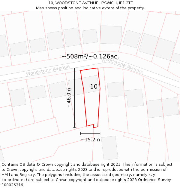 10, WOODSTONE AVENUE, IPSWICH, IP1 3TE: Plot and title map