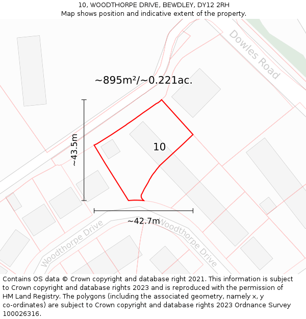 10, WOODTHORPE DRIVE, BEWDLEY, DY12 2RH: Plot and title map