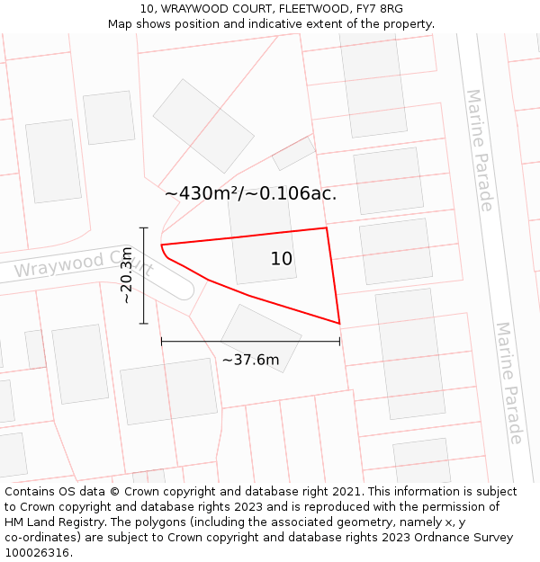 10, WRAYWOOD COURT, FLEETWOOD, FY7 8RG: Plot and title map