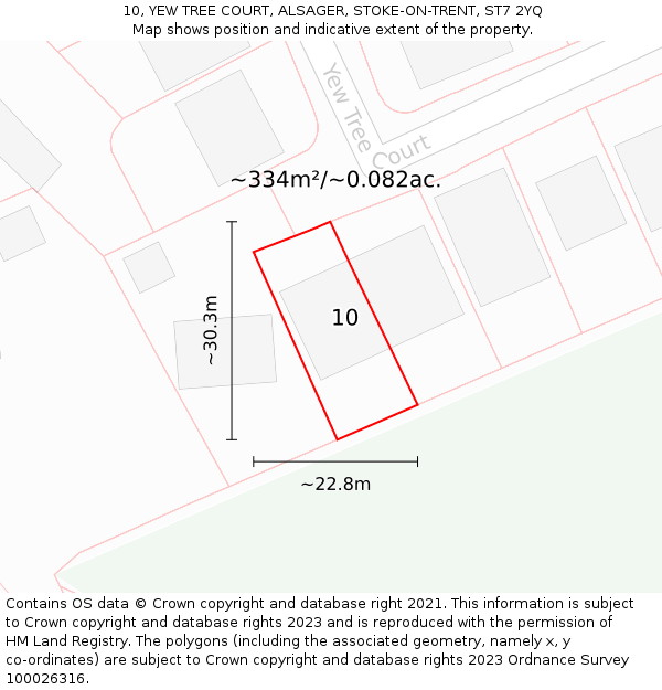 10, YEW TREE COURT, ALSAGER, STOKE-ON-TRENT, ST7 2YQ: Plot and title map