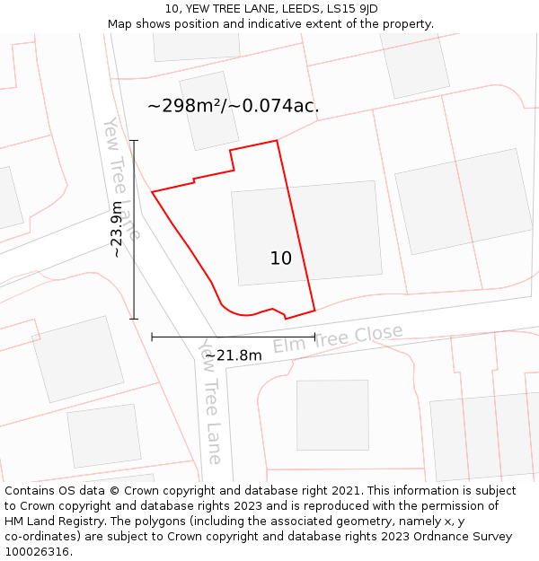 10, YEW TREE LANE, LEEDS, LS15 9JD: Plot and title map