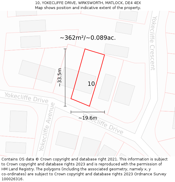 10, YOKECLIFFE DRIVE, WIRKSWORTH, MATLOCK, DE4 4EX: Plot and title map