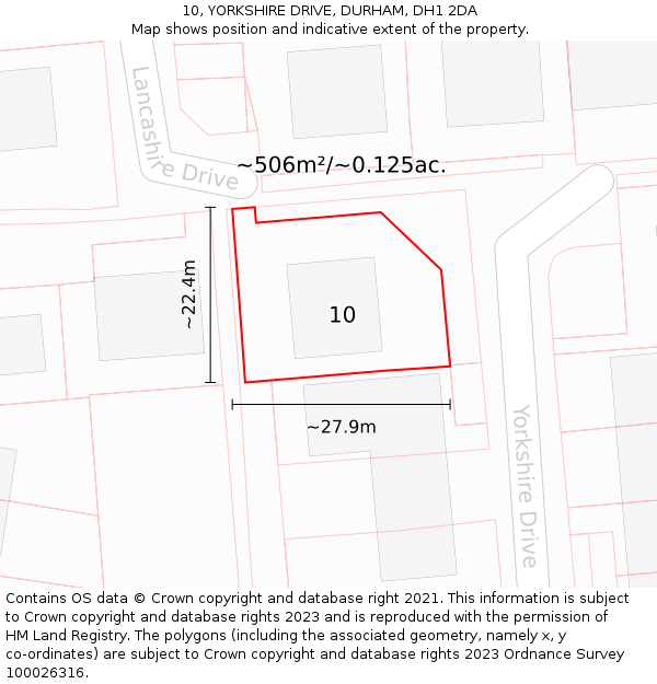 10, YORKSHIRE DRIVE, DURHAM, DH1 2DA: Plot and title map