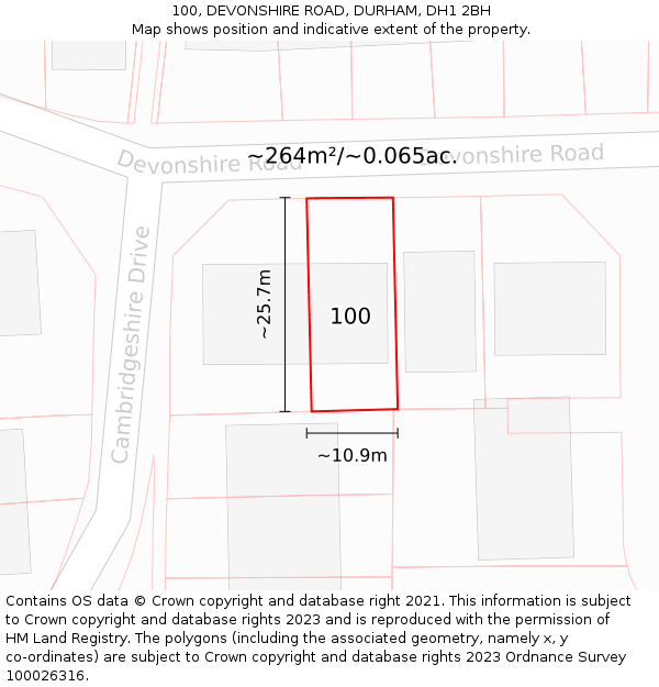 100, DEVONSHIRE ROAD, DURHAM, DH1 2BH: Plot and title map