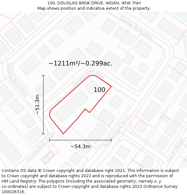 100, DOUGLAS BANK DRIVE, WIGAN, WN6 7NH: Plot and title map