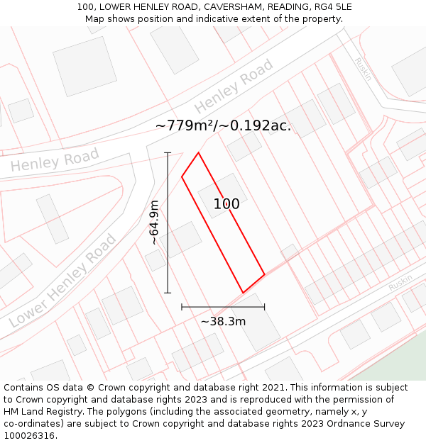 100, LOWER HENLEY ROAD, CAVERSHAM, READING, RG4 5LE: Plot and title map