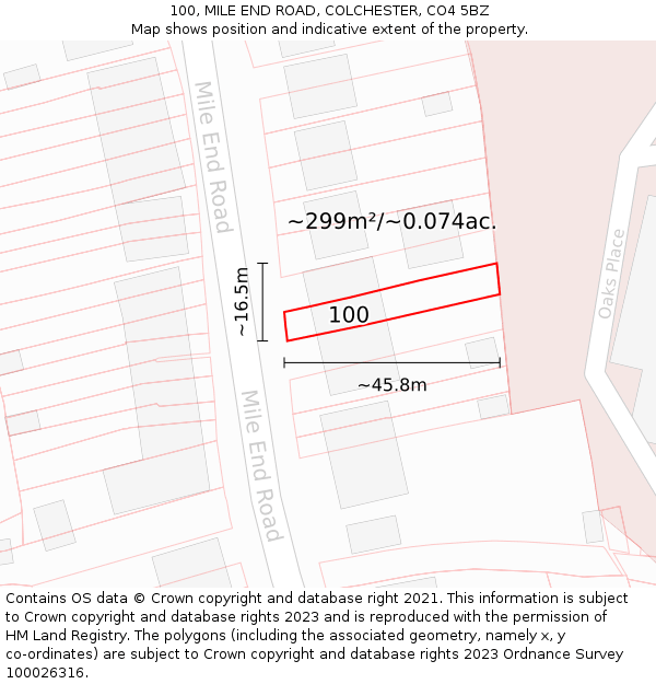 100, MILE END ROAD, COLCHESTER, CO4 5BZ: Plot and title map