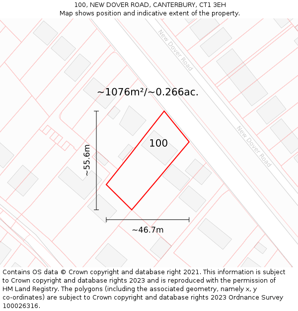 100, NEW DOVER ROAD, CANTERBURY, CT1 3EH: Plot and title map