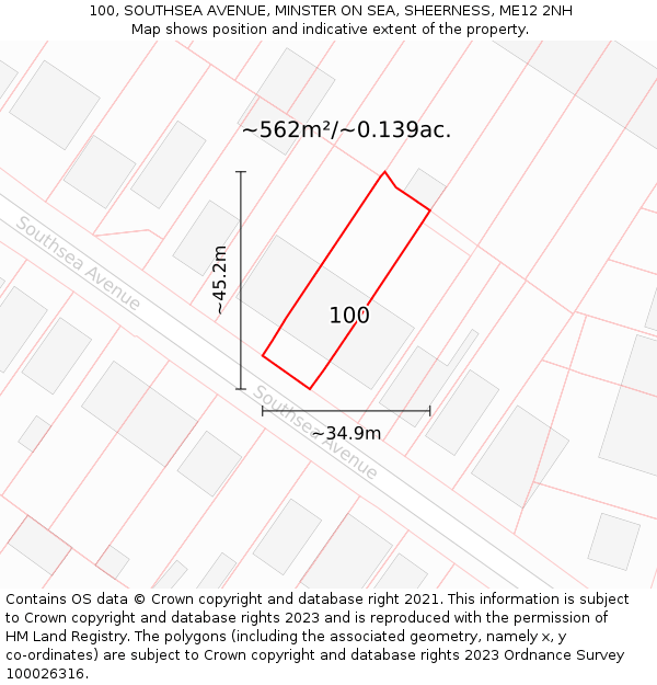 100, SOUTHSEA AVENUE, MINSTER ON SEA, SHEERNESS, ME12 2NH: Plot and title map