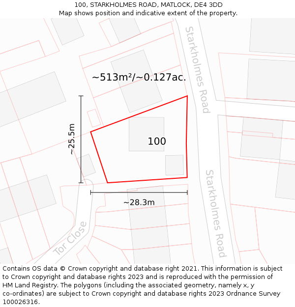 100, STARKHOLMES ROAD, MATLOCK, DE4 3DD: Plot and title map