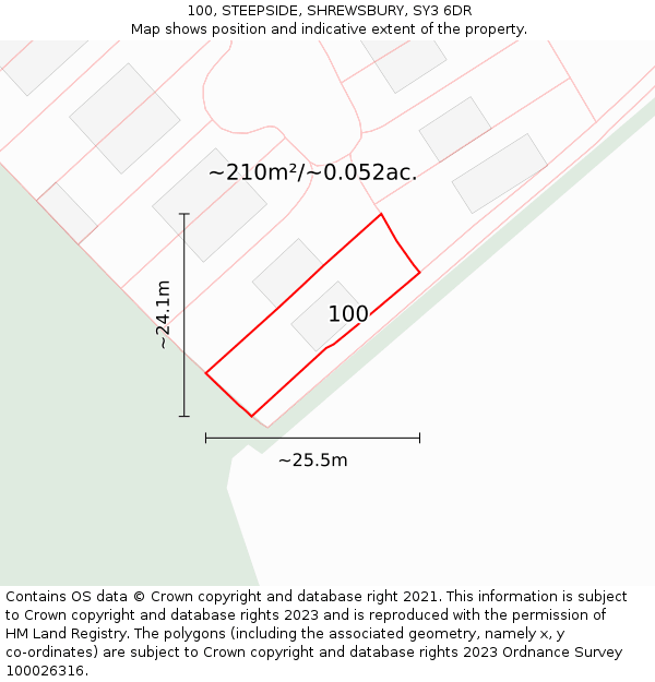 100, STEEPSIDE, SHREWSBURY, SY3 6DR: Plot and title map