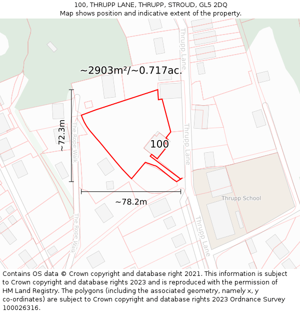 100, THRUPP LANE, THRUPP, STROUD, GL5 2DQ: Plot and title map