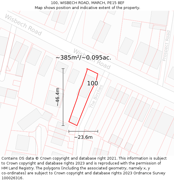 100, WISBECH ROAD, MARCH, PE15 8EF: Plot and title map