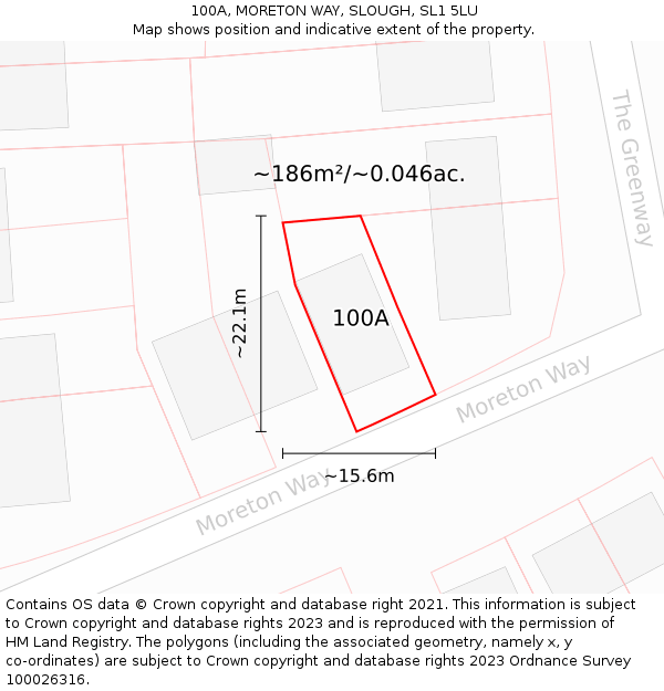 100A, MORETON WAY, SLOUGH, SL1 5LU: Plot and title map