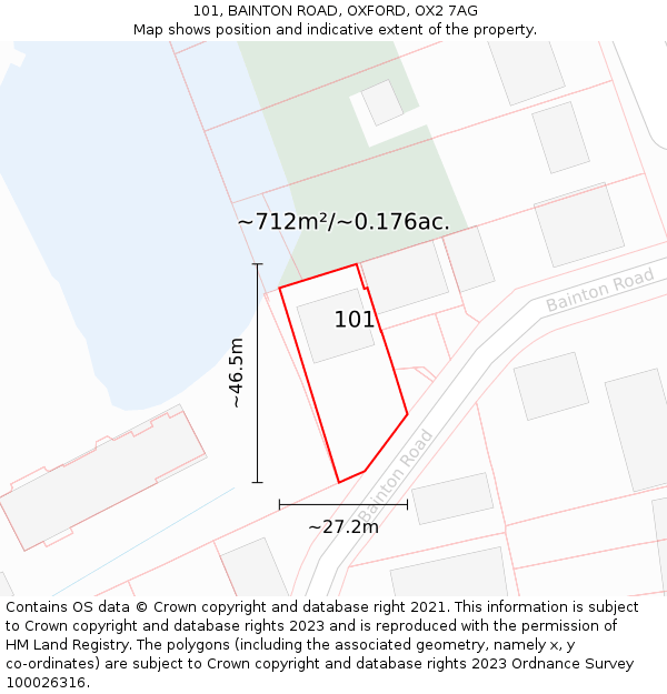 101, BAINTON ROAD, OXFORD, OX2 7AG: Plot and title map