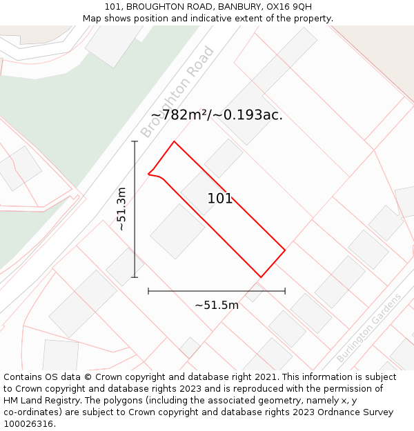 101, BROUGHTON ROAD, BANBURY, OX16 9QH: Plot and title map