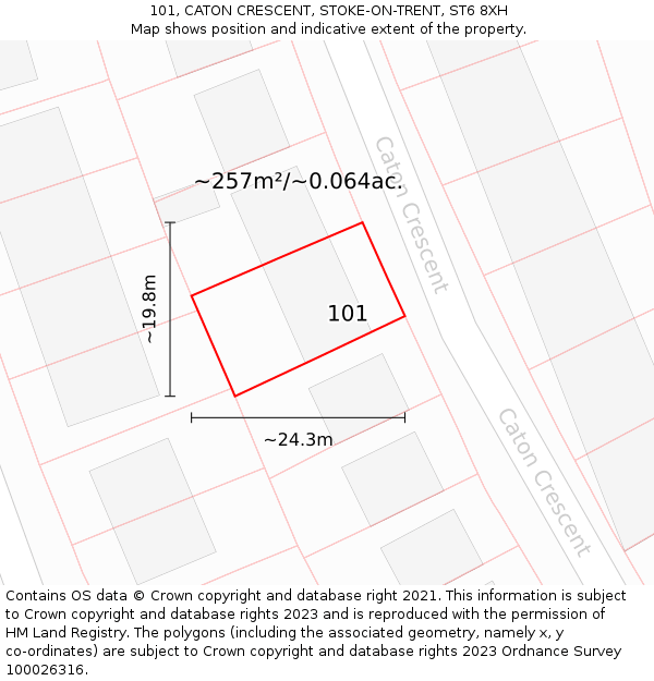 101, CATON CRESCENT, STOKE-ON-TRENT, ST6 8XH: Plot and title map