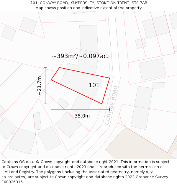 101, CONWAY ROAD, KNYPERSLEY, STOKE-ON-TRENT, ST8 7AR: Plot and title map