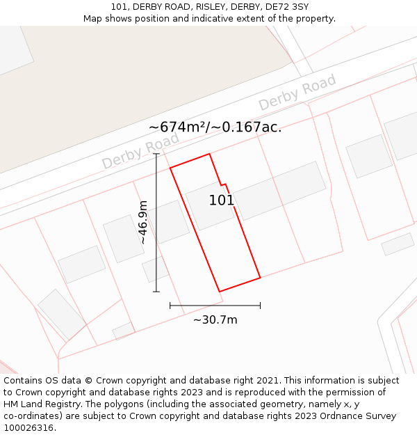 101, DERBY ROAD, RISLEY, DERBY, DE72 3SY: Plot and title map