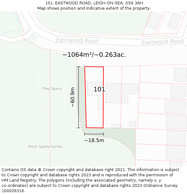 101, EASTWOOD ROAD, LEIGH-ON-SEA, SS9 3AH: Plot and title map