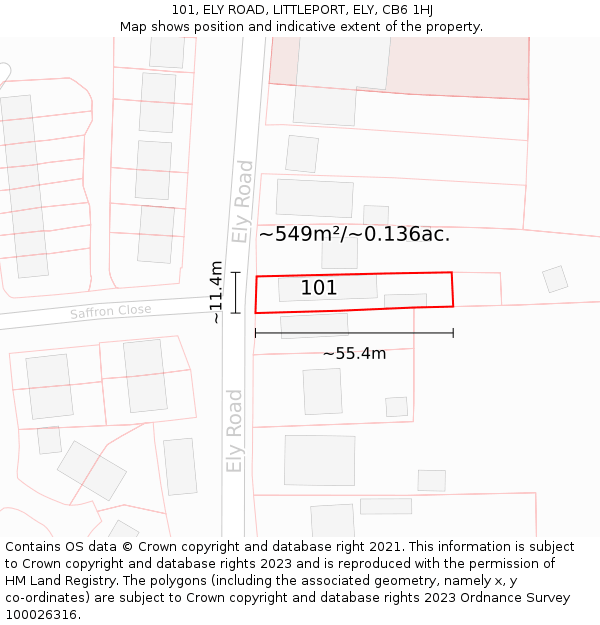 101, ELY ROAD, LITTLEPORT, ELY, CB6 1HJ: Plot and title map