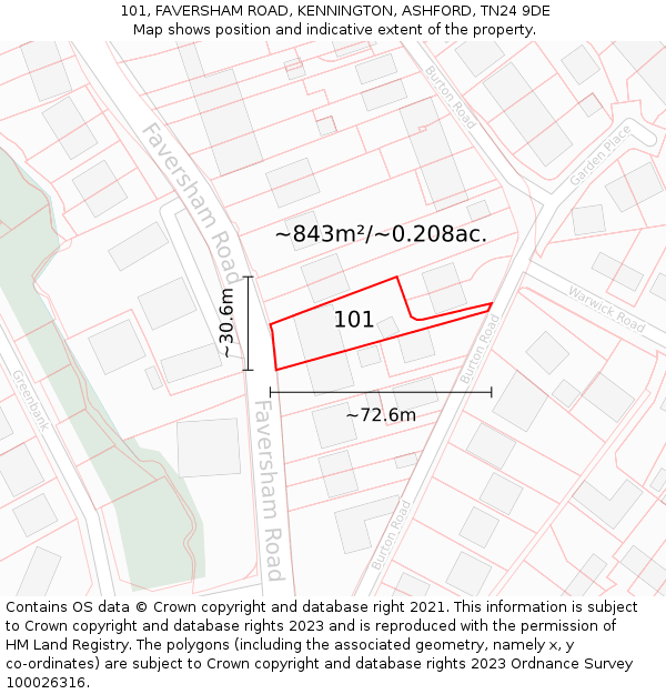 101, FAVERSHAM ROAD, KENNINGTON, ASHFORD, TN24 9DE: Plot and title map