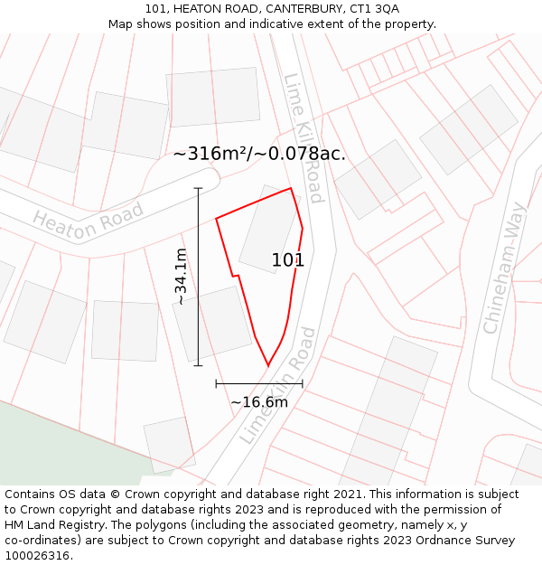 101, HEATON ROAD, CANTERBURY, CT1 3QA: Plot and title map