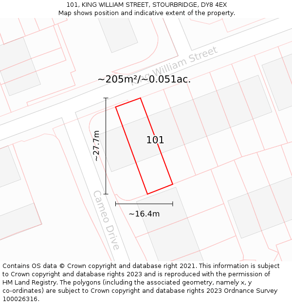 101, KING WILLIAM STREET, STOURBRIDGE, DY8 4EX: Plot and title map