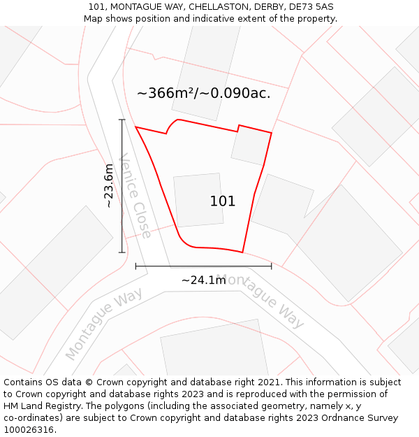 101, MONTAGUE WAY, CHELLASTON, DERBY, DE73 5AS: Plot and title map