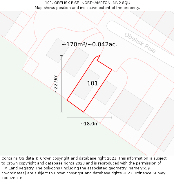 101, OBELISK RISE, NORTHAMPTON, NN2 8QU: Plot and title map