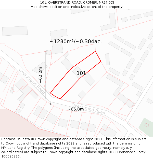 101, OVERSTRAND ROAD, CROMER, NR27 0DJ: Plot and title map