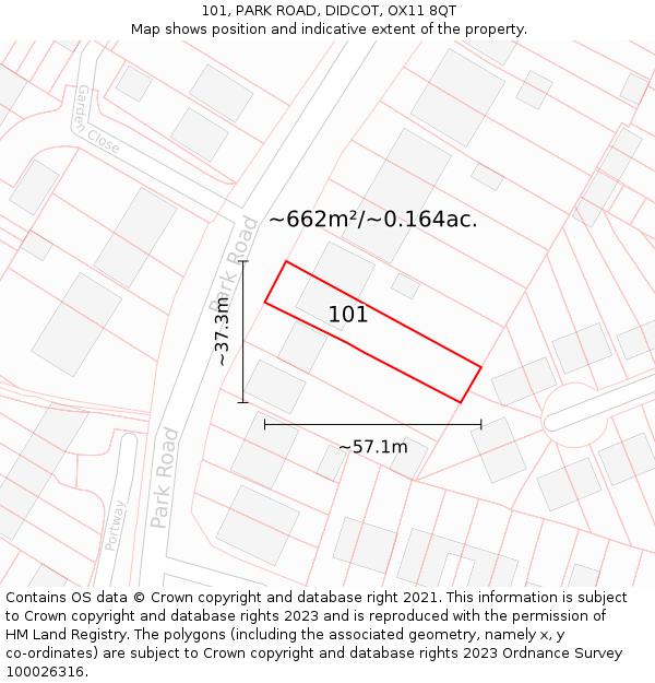 101, PARK ROAD, DIDCOT, OX11 8QT: Plot and title map