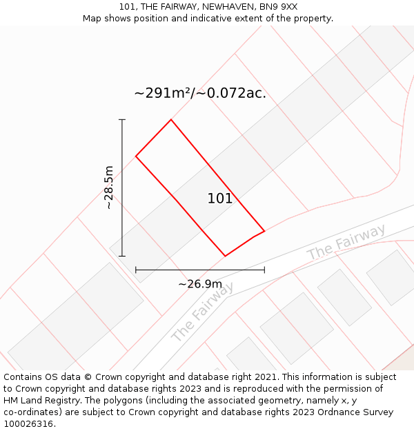 101, THE FAIRWAY, NEWHAVEN, BN9 9XX: Plot and title map