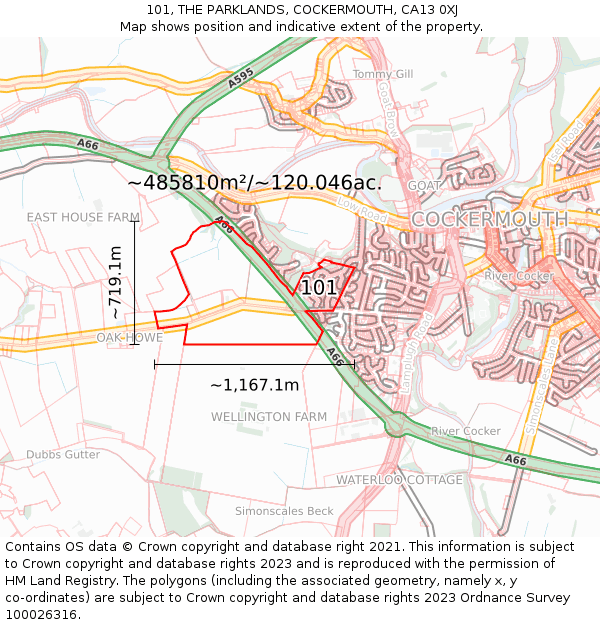 101, THE PARKLANDS, COCKERMOUTH, CA13 0XJ: Plot and title map