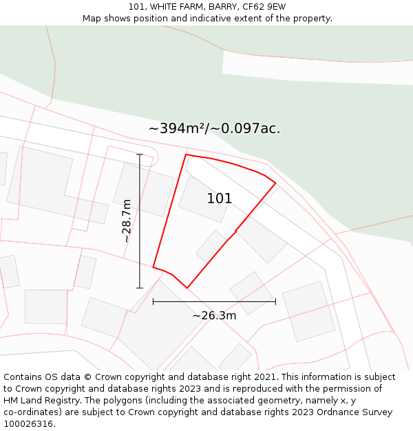 101, WHITE FARM, BARRY, CF62 9EW: Plot and title map