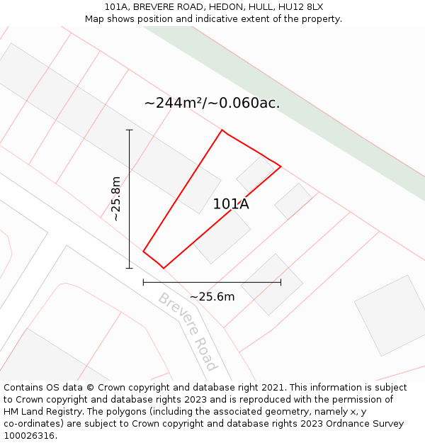 101A, BREVERE ROAD, HEDON, HULL, HU12 8LX: Plot and title map