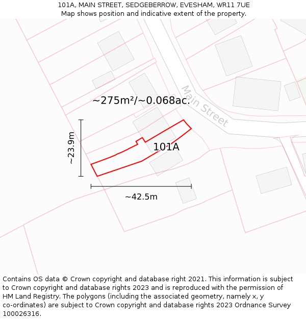 101A, MAIN STREET, SEDGEBERROW, EVESHAM, WR11 7UE: Plot and title map