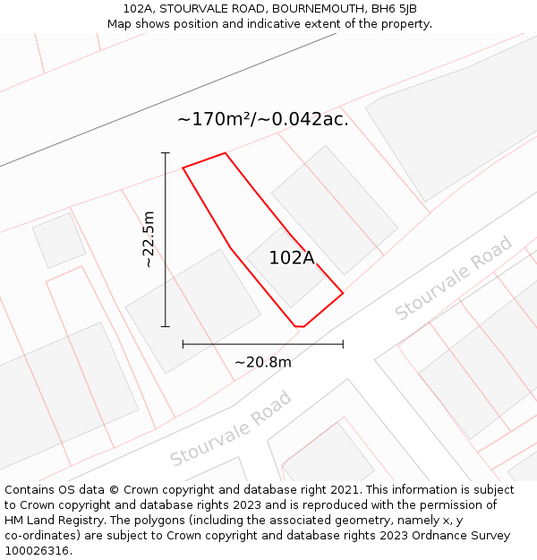 102A, STOURVALE ROAD, BOURNEMOUTH, BH6 5JB: Plot and title map
