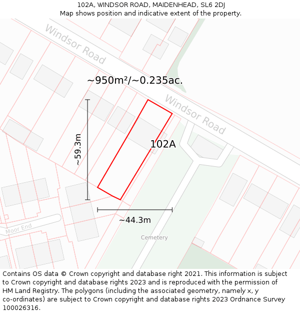 102A, WINDSOR ROAD, MAIDENHEAD, SL6 2DJ: Plot and title map