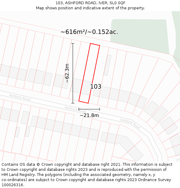 103, ASHFORD ROAD, IVER, SL0 0QF: Plot and title map