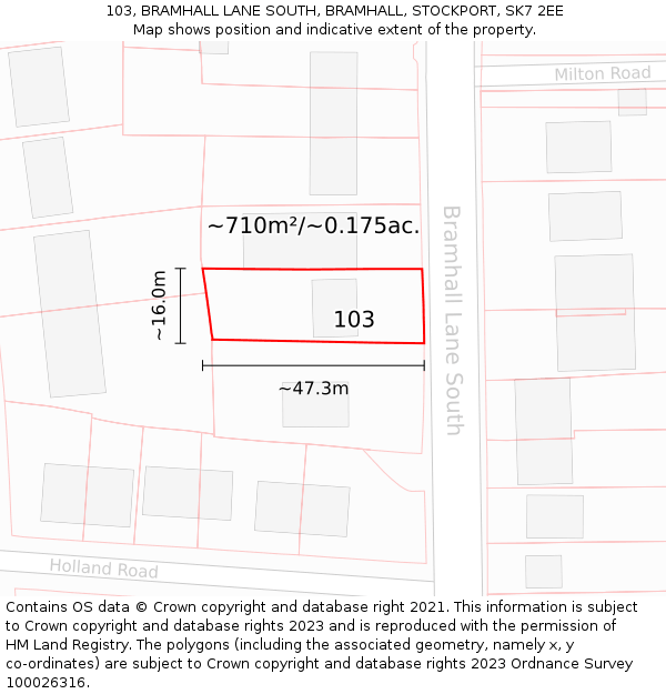 103, BRAMHALL LANE SOUTH, BRAMHALL, STOCKPORT, SK7 2EE: Plot and title map