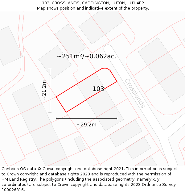 103, CROSSLANDS, CADDINGTON, LUTON, LU1 4EP: Plot and title map