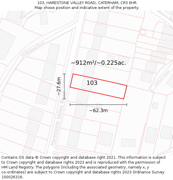 103, HARESTONE VALLEY ROAD, CATERHAM, CR3 6HR: Plot and title map