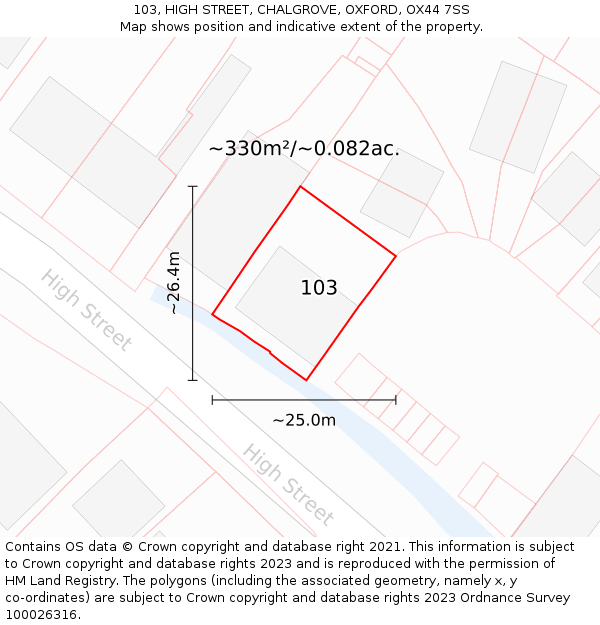 103, HIGH STREET, CHALGROVE, OXFORD, OX44 7SS: Plot and title map