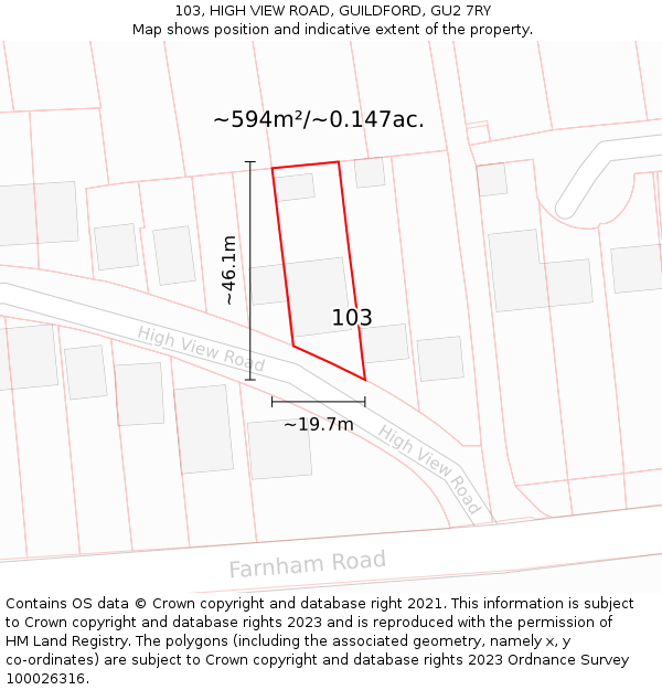 103, HIGH VIEW ROAD, GUILDFORD, GU2 7RY: Plot and title map