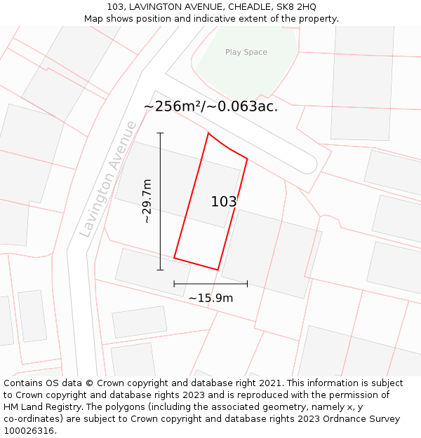 103, LAVINGTON AVENUE, CHEADLE, SK8 2HQ: Plot and title map