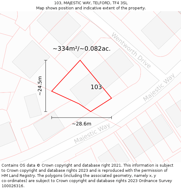 103, MAJESTIC WAY, TELFORD, TF4 3SL: Plot and title map
