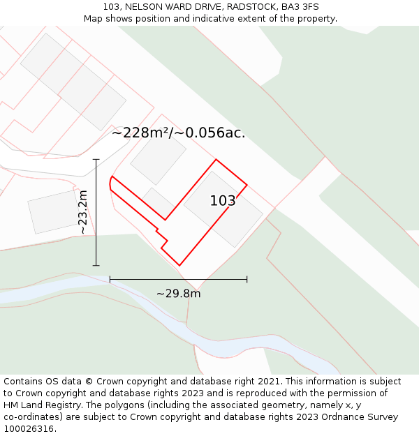 103, NELSON WARD DRIVE, RADSTOCK, BA3 3FS: Plot and title map