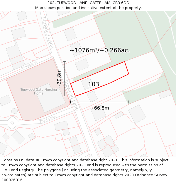 103, TUPWOOD LANE, CATERHAM, CR3 6DD: Plot and title map