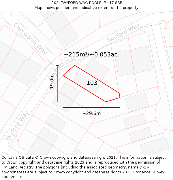 103, TWYFORD WAY, POOLE, BH17 8SR: Plot and title map